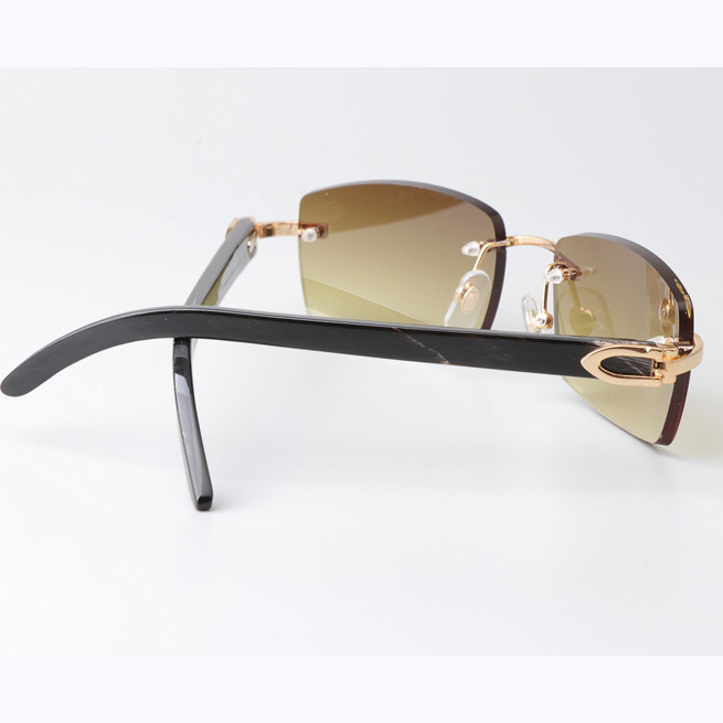Cartier CT_3524012 Black Buffalo Sunglasses Gold Brown - DesignerGu