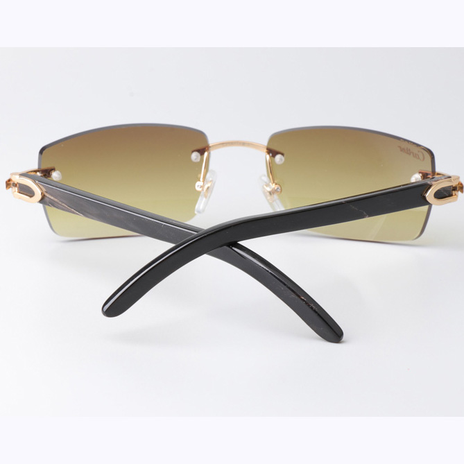 Cartier CT_3524012 Black Buffalo Sunglasses Gold Brown - DesignerGu