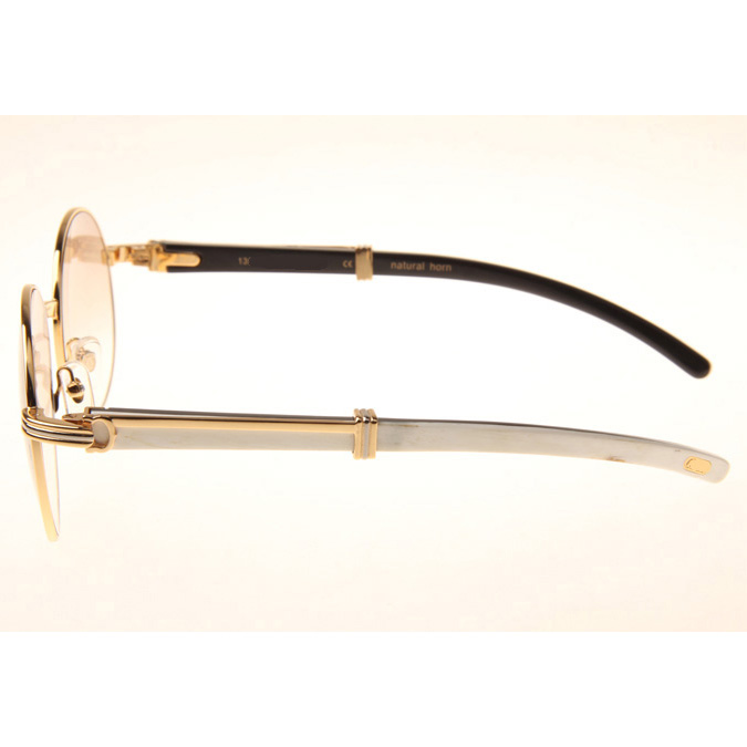Cartier CT1990-0692 White Mix Black Buffalo Sunglasses In Gold Brown - DesignerGu