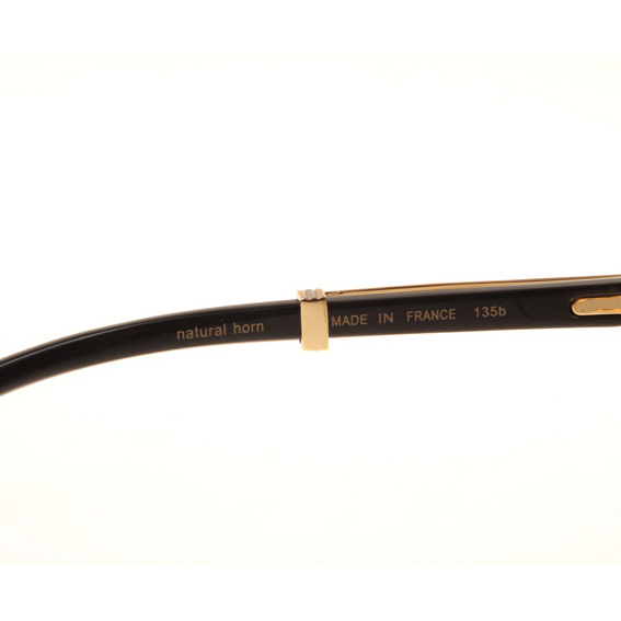 Cartier CT1990-0692 White Mix Black Buffalo Sunglasses In Gold Brown - DesignerGu