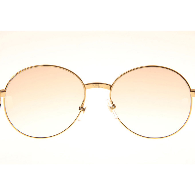 Cartier CT1990-0692 White Mix Black Buffalo Sunglasses In Gold Brown - DesignerGu