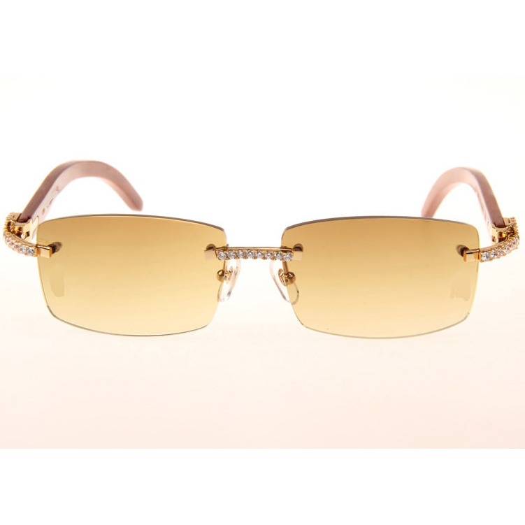 Cartier CT_3524012 Big Diamond Wood Sunglasses In Gold Brown - DesignerGu