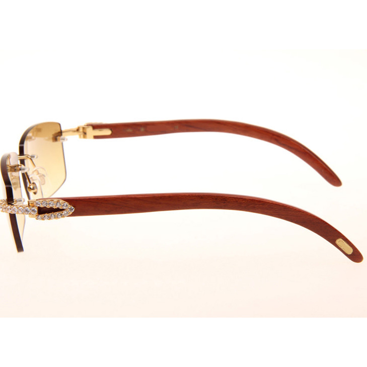 Cartier CT_3524012 Big Diamond Wood Sunglasses In Gold Brown - DesignerGu