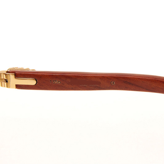 Cartier CT_3524012 Big Diamond Wood Sunglasses In Gold Brown - DesignerGu