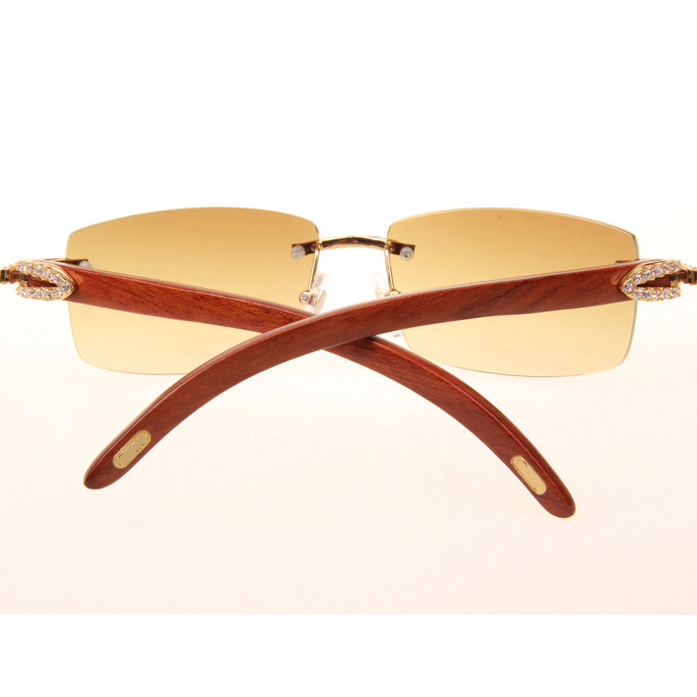 Cartier CT_3524012 Big Diamond Wood Sunglasses In Gold Brown - DesignerGu