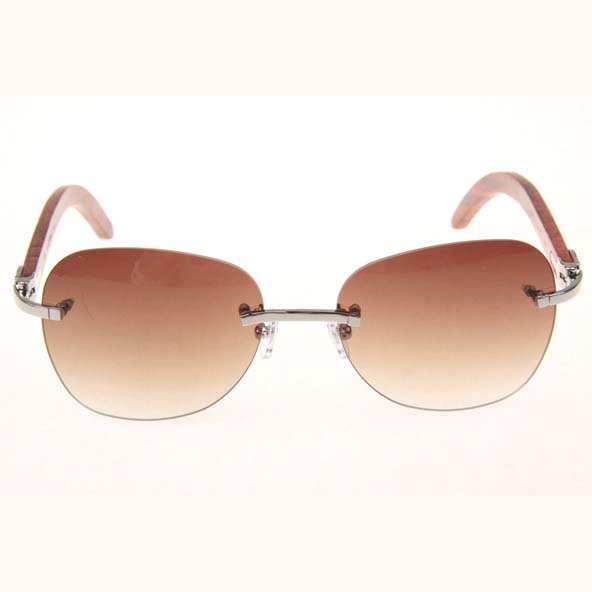Cartier CT 3524012 Aviator Lens Wood Sunglasses In Silver Brown - DesignerGu