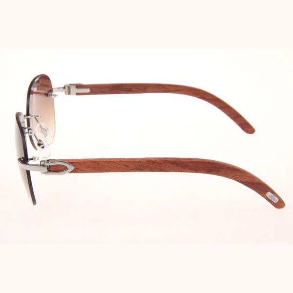 Cartier CT 3524012 Aviator Lens Wood Sunglasses In Silver Brown - DesignerGu