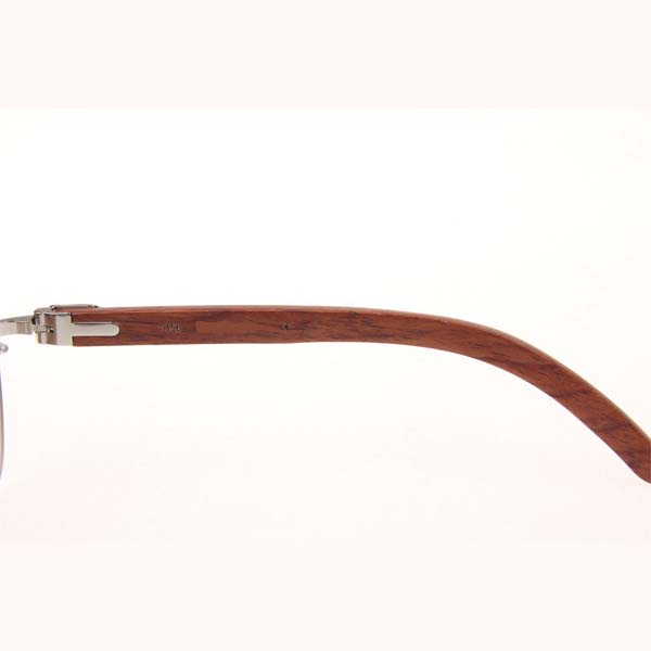 Cartier CT 3524012 Aviator Lens Wood Sunglasses In Silver Brown - DesignerGu