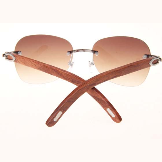 Cartier CT 3524012 Aviator Lens Wood Sunglasses In Silver Brown - DesignerGu