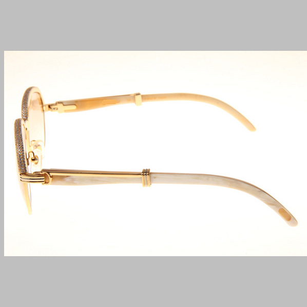 Cartier CT_1116679 Diamond White Buffalo Sunglasses In Gold Brown - DesignerGu
