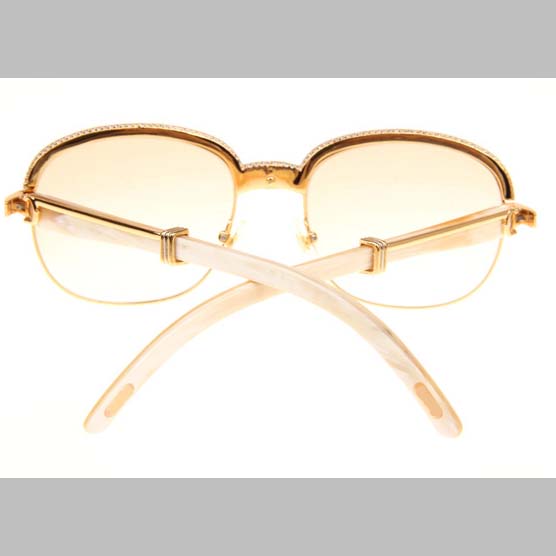 Cartier CT_1116679 Diamond White Buffalo Sunglasses In Gold Brown - DesignerGu