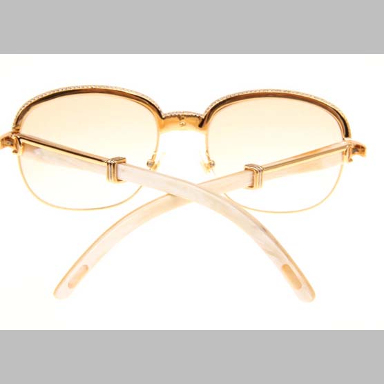 Cartier CT_1116679 Diamond White Buffalo Sunglasses In Gold Brown - DesignerGu