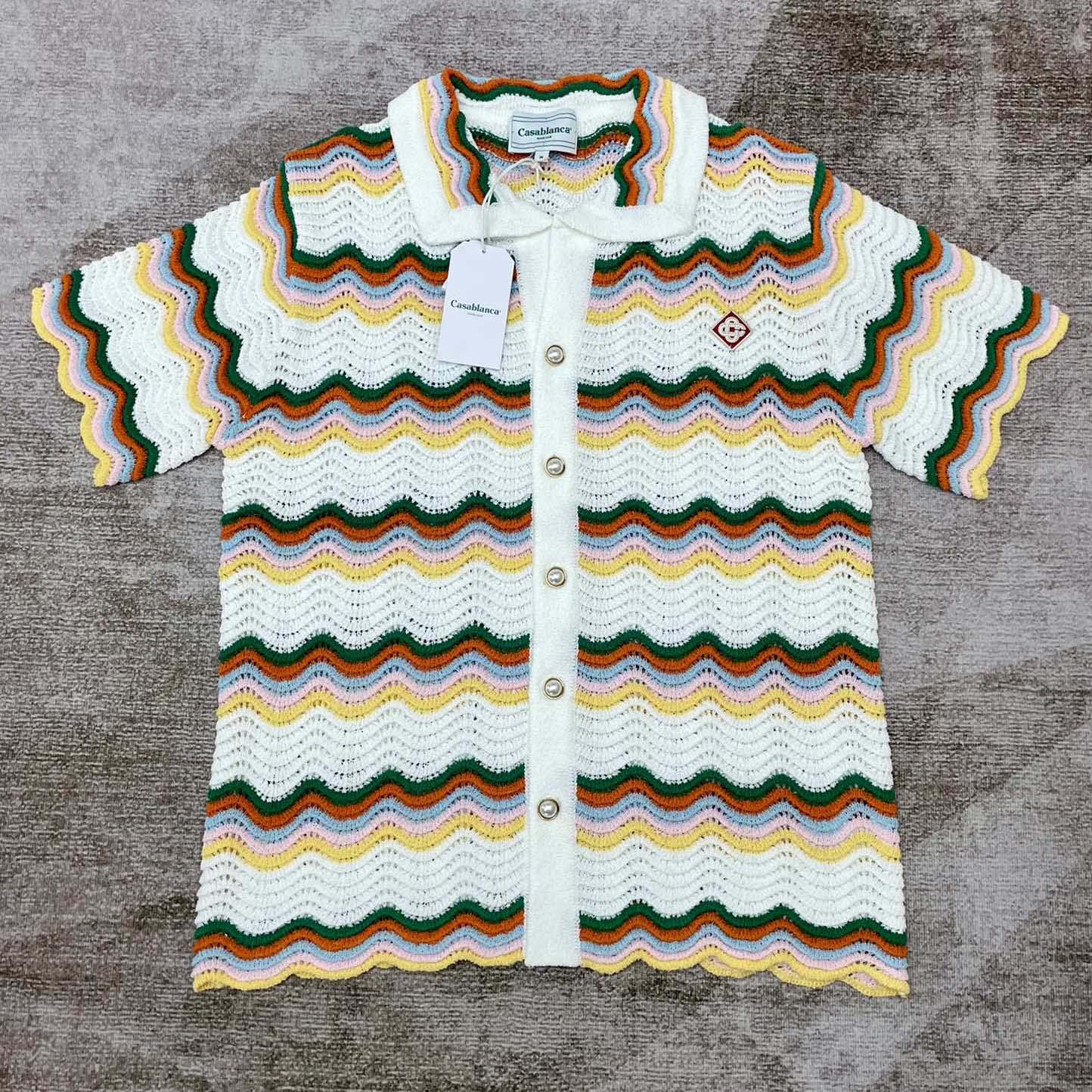 Casablanca Wavy Short-sleeve Boucle Shirt   D0058 - DesignerGu