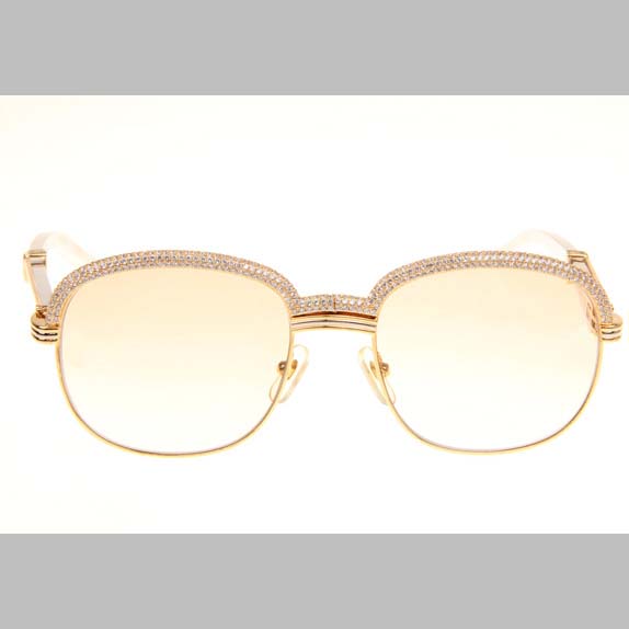 Cartier CT_1116679 Diamond Silver Diamond Stainless Steel Sunglasses In Gold Brown - DesignerGu