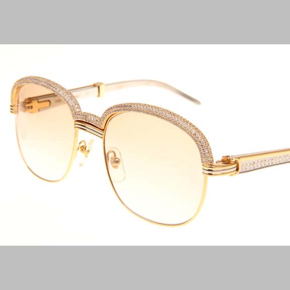 Cartier CT_1116679 Diamond Silver Diamond Stainless Steel Sunglasses In Gold Brown - DesignerGu