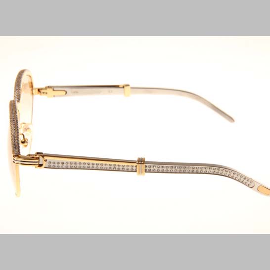 Cartier CT_1116679 Diamond Silver Diamond Stainless Steel Sunglasses In Gold Brown - DesignerGu