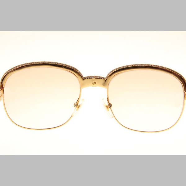 Cartier CT_1116679 Diamond Silver Diamond Stainless Steel Sunglasses In Gold Brown - DesignerGu