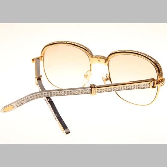 Cartier CT_1116679 Diamond Silver Diamond Stainless Steel Sunglasses In Gold Brown - DesignerGu