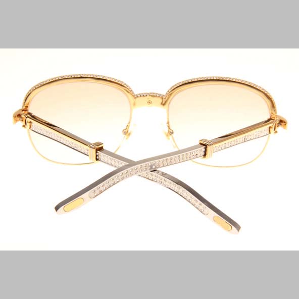 Cartier CT_1116679 Diamond Silver Diamond Stainless Steel Sunglasses In Gold Brown - DesignerGu