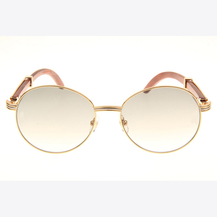 Cartier CT1990-0692 Wood Sunglasses In Gold Grey - DesignerGu