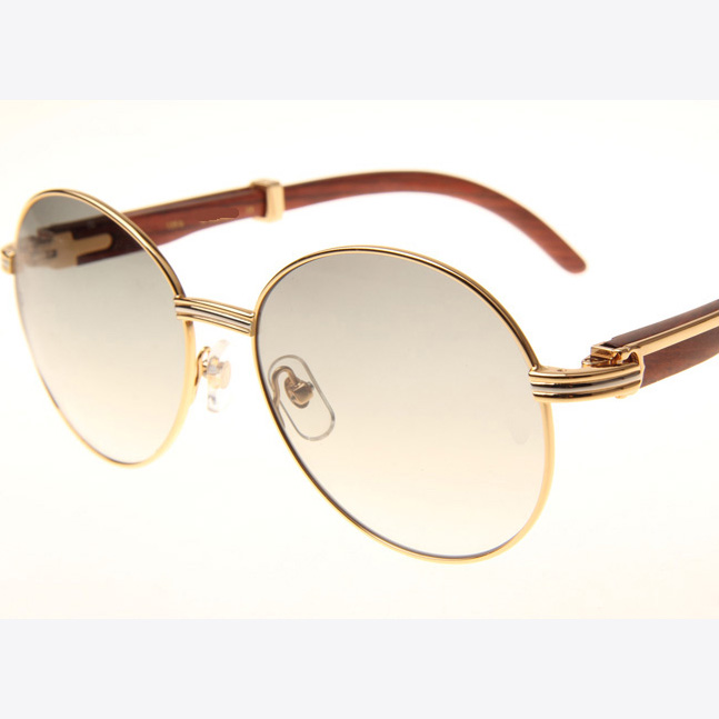 Cartier CT1990-0692 Wood Sunglasses In Gold Grey - DesignerGu