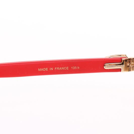 Cartier CT 3524012 Big Diamond Red Wood Sunglasses In Gold Brown - DesignerGu