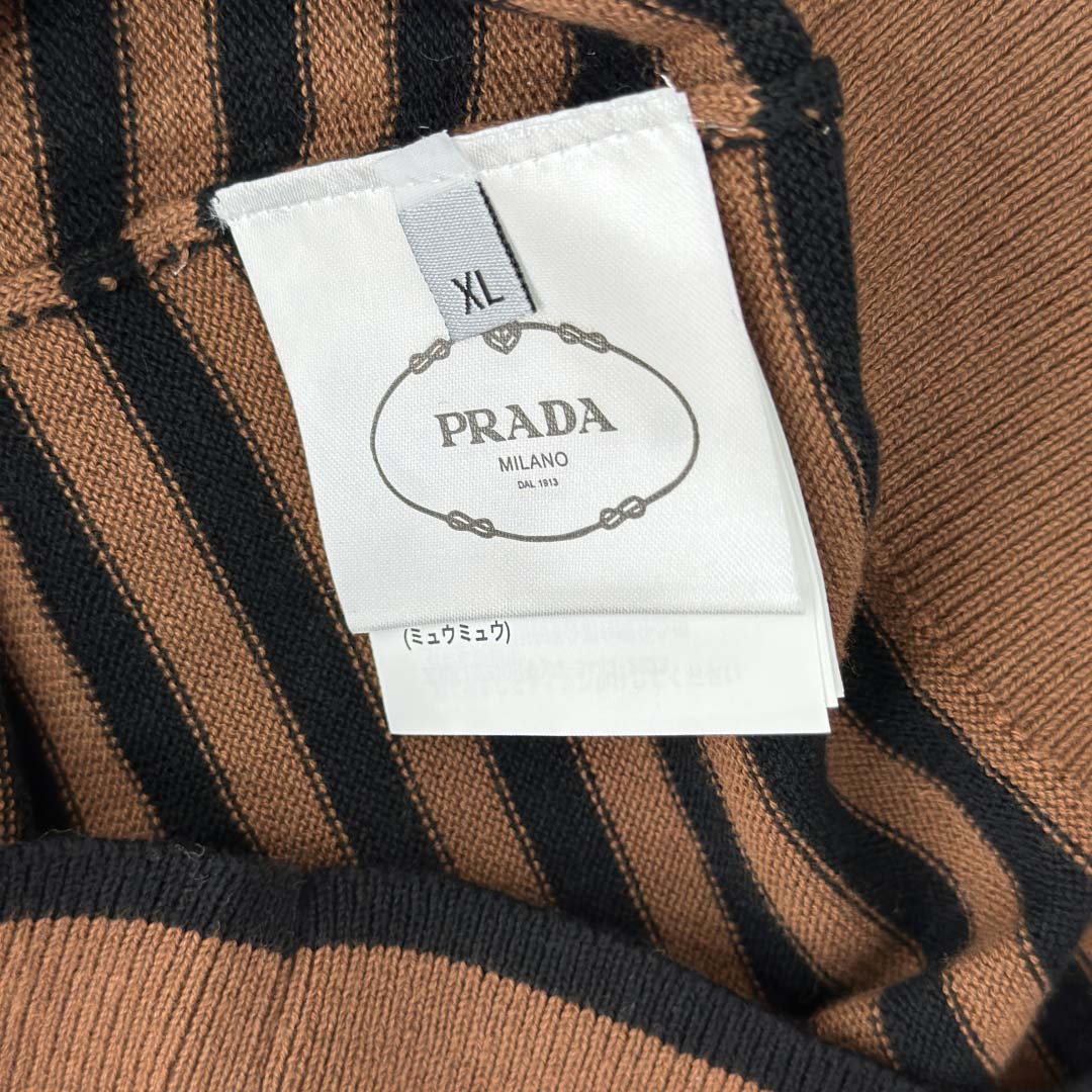 Prada Striped Cotton Polo Shirt - DesignerGu