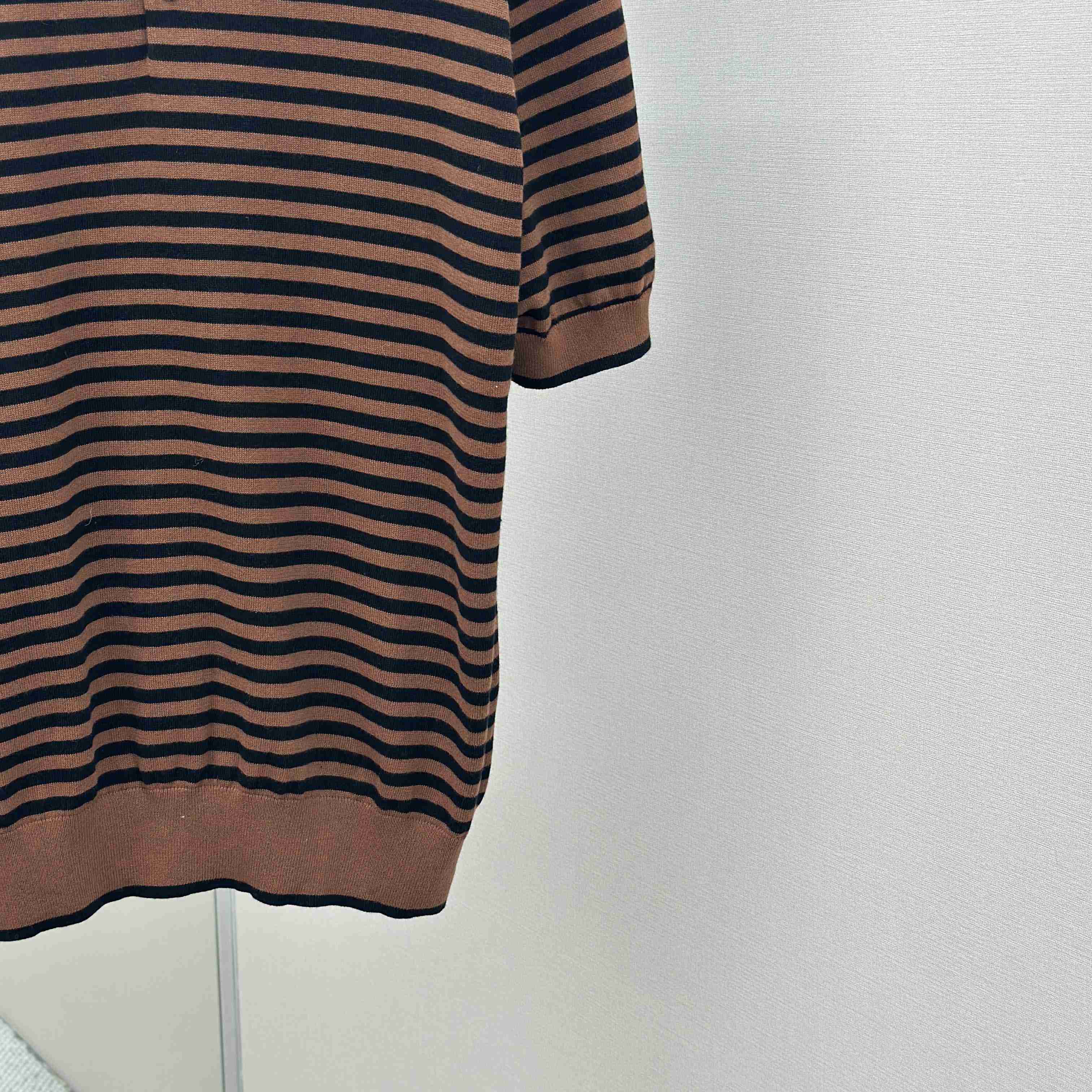 Prada Striped Cotton Polo Shirt - DesignerGu