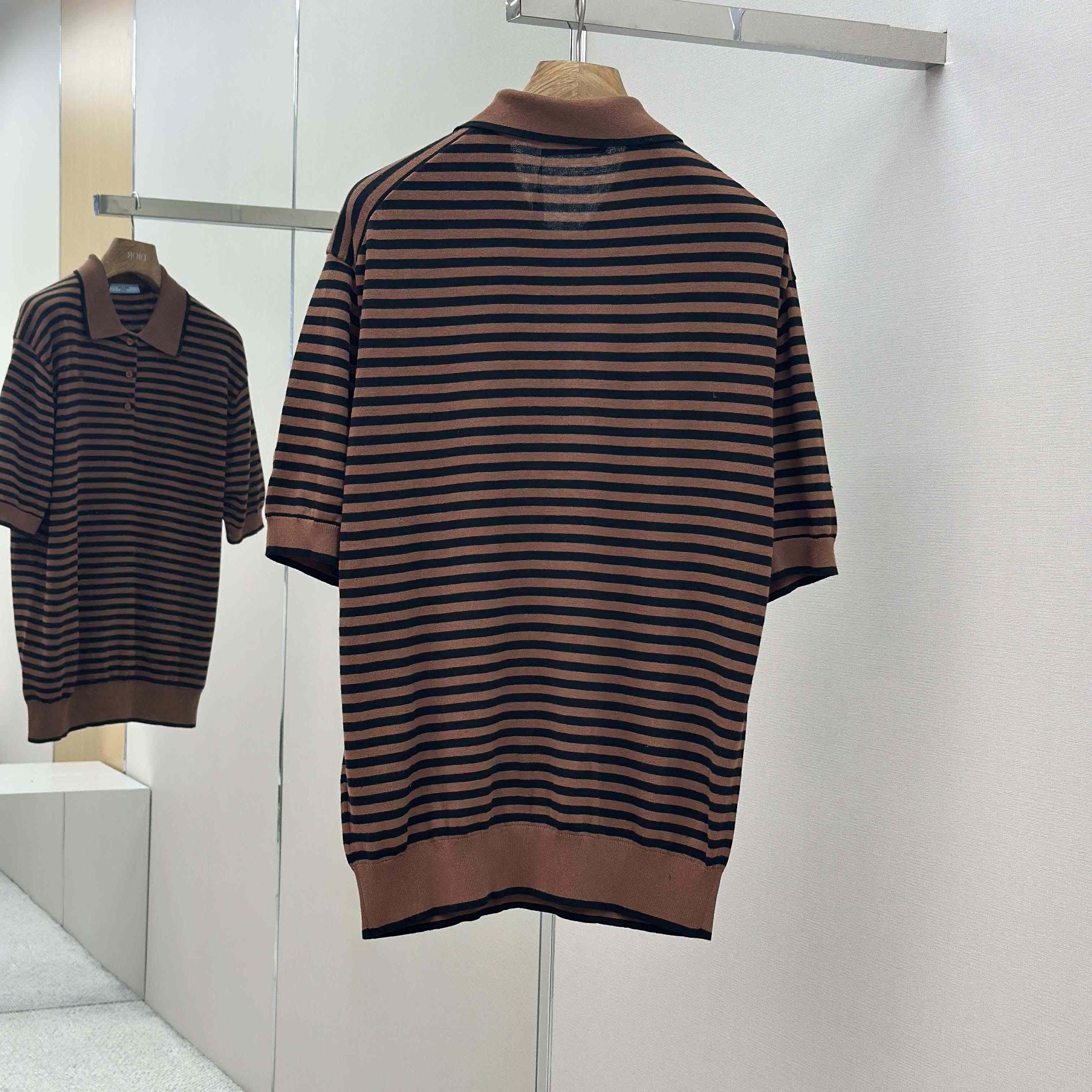 Prada Striped Cotton Polo Shirt - DesignerGu