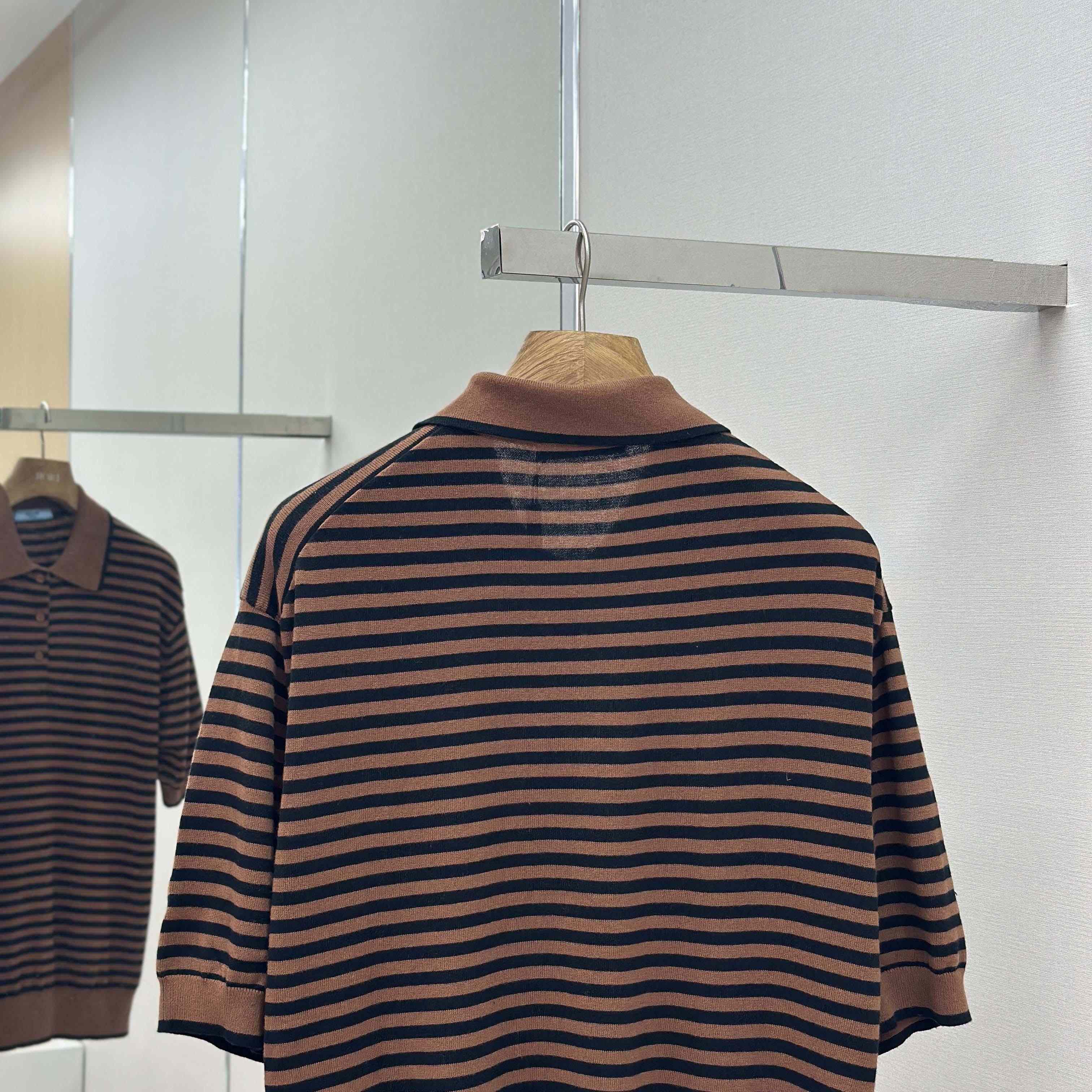 Prada Striped Cotton Polo Shirt - DesignerGu