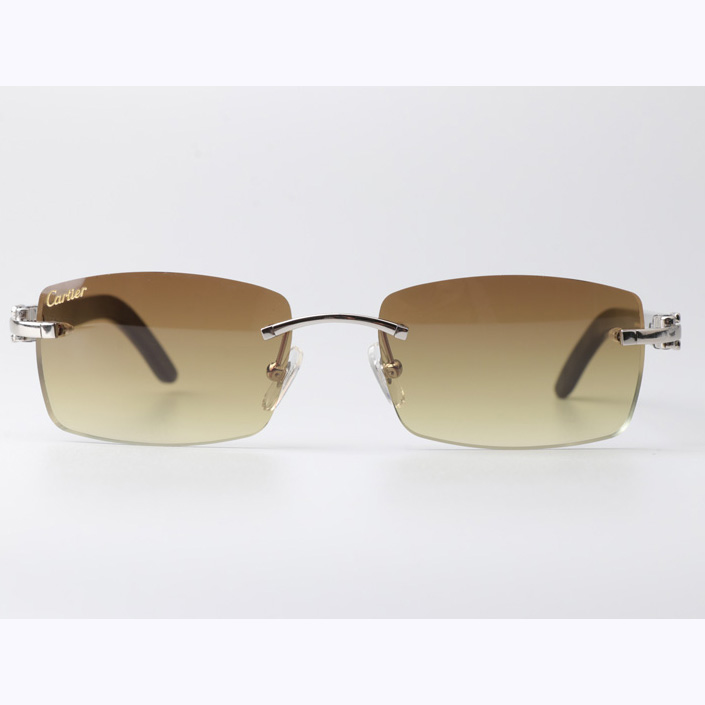 Cartier CT_3524012 Black Buffalo Sunglasses In Silver Brown - DesignerGu