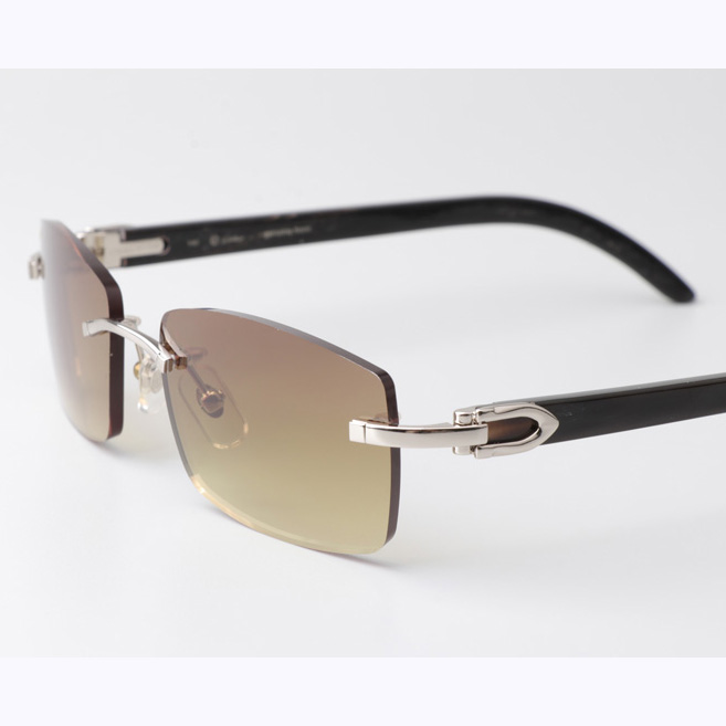 Cartier CT_3524012 Black Buffalo Sunglasses In Silver Brown - DesignerGu