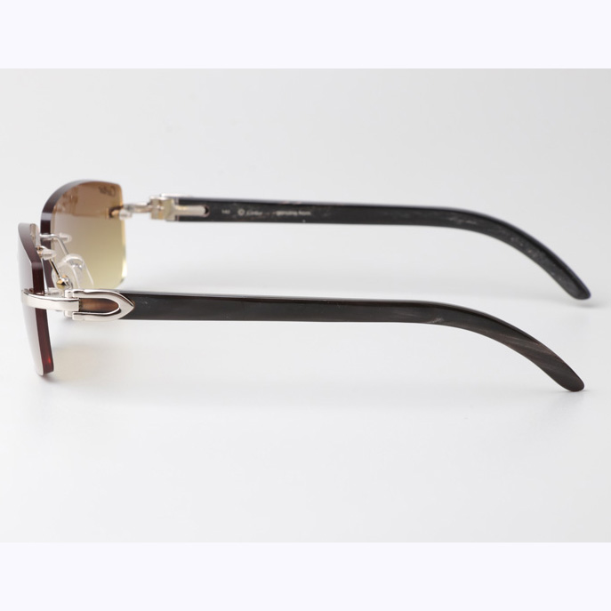 Cartier CT_3524012 Black Buffalo Sunglasses In Silver Brown - DesignerGu