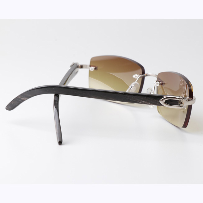 Cartier CT_3524012 Black Buffalo Sunglasses In Silver Brown - DesignerGu