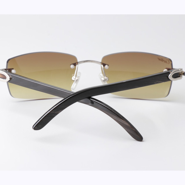 Cartier CT_3524012 Black Buffalo Sunglasses In Silver Brown - DesignerGu
