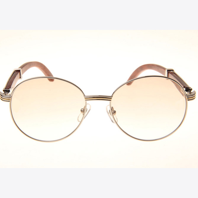 Cartier CT1990-0692 Wood Sunglasses In Silver Brown - DesignerGu