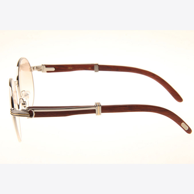 Cartier CT1990-0692 Wood Sunglasses In Silver Brown - DesignerGu