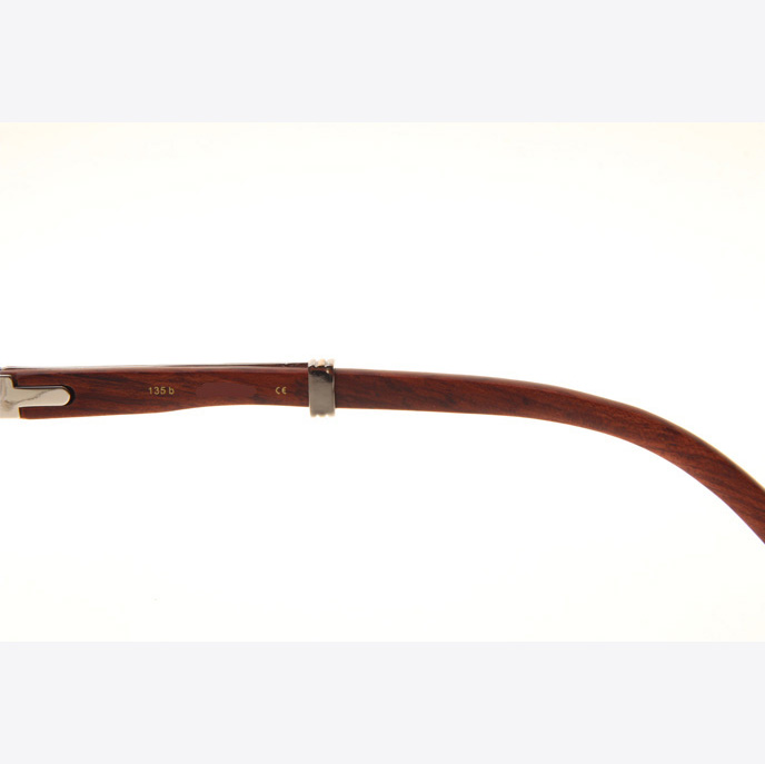 Cartier CT1990-0692 Wood Sunglasses In Silver Brown - DesignerGu