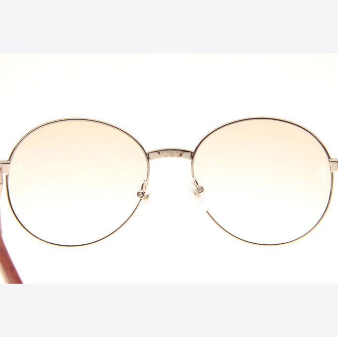 Cartier CT1990-0692 Wood Sunglasses In Silver Brown - DesignerGu