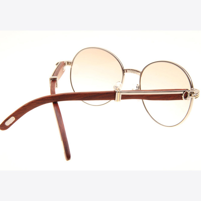 Cartier CT1990-0692 Wood Sunglasses In Silver Brown - DesignerGu