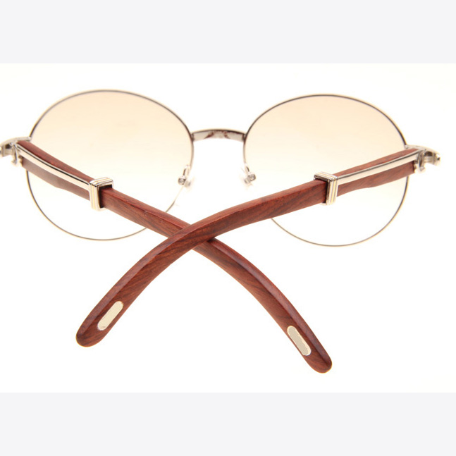Cartier CT1990-0692 Wood Sunglasses In Silver Brown - DesignerGu