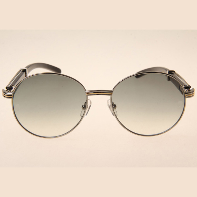 Cartier CT1990-0692 White Mix Black Buffalo Sunglasses In Silver Grey - DesignerGu