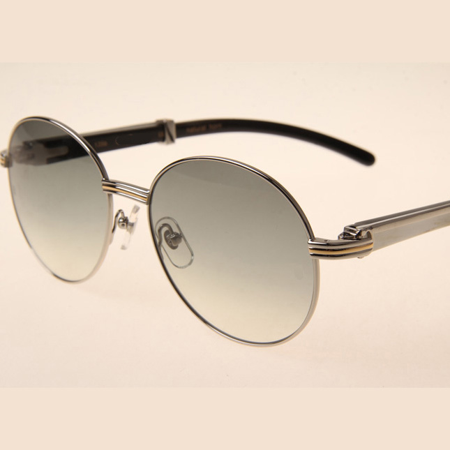 Cartier CT1990-0692 White Mix Black Buffalo Sunglasses In Silver Grey - DesignerGu
