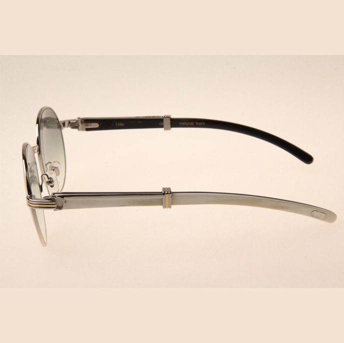 Cartier CT1990-0692 White Mix Black Buffalo Sunglasses In Silver Grey - DesignerGu