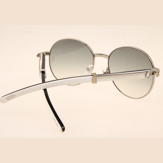 Cartier CT1990-0692 White Mix Black Buffalo Sunglasses In Silver Grey - DesignerGu
