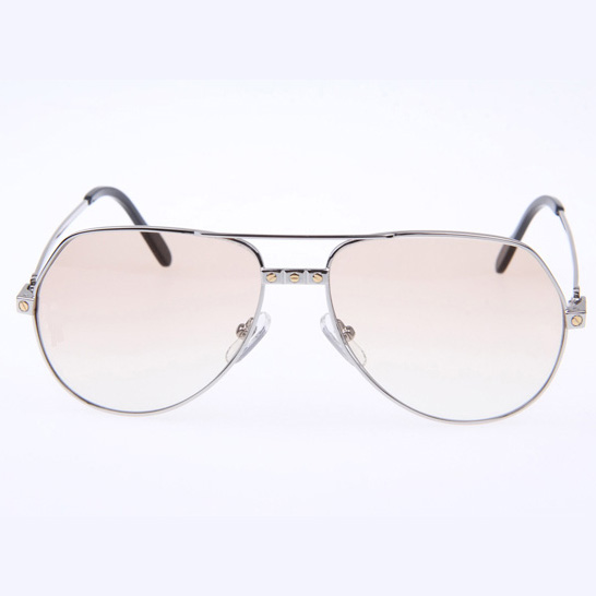 Cartier CT 1324912 Sunglasses In Silver Brown - DesignerGu