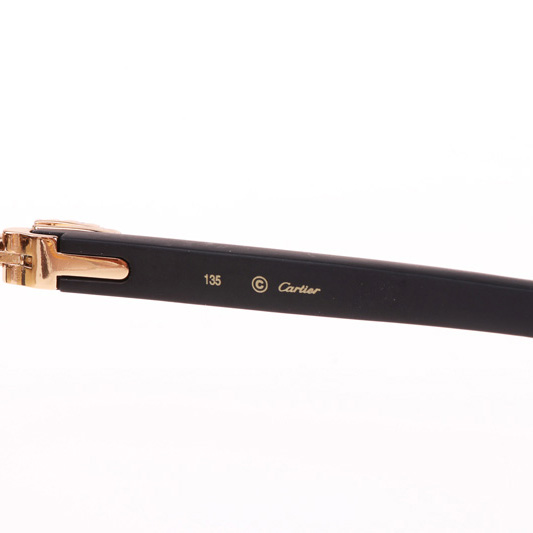 Cartier CT 3524012 Big Diamond Black Wood Sunglasses In Gold Brown - DesignerGu