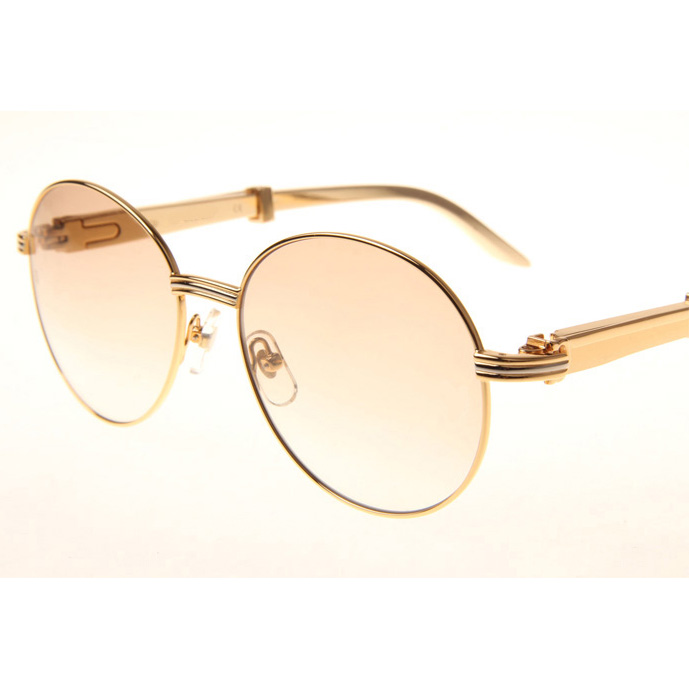 Cartier CT1990-0692 Gold Stainless Steel Sunglasses In Gold Brown - DesignerGu