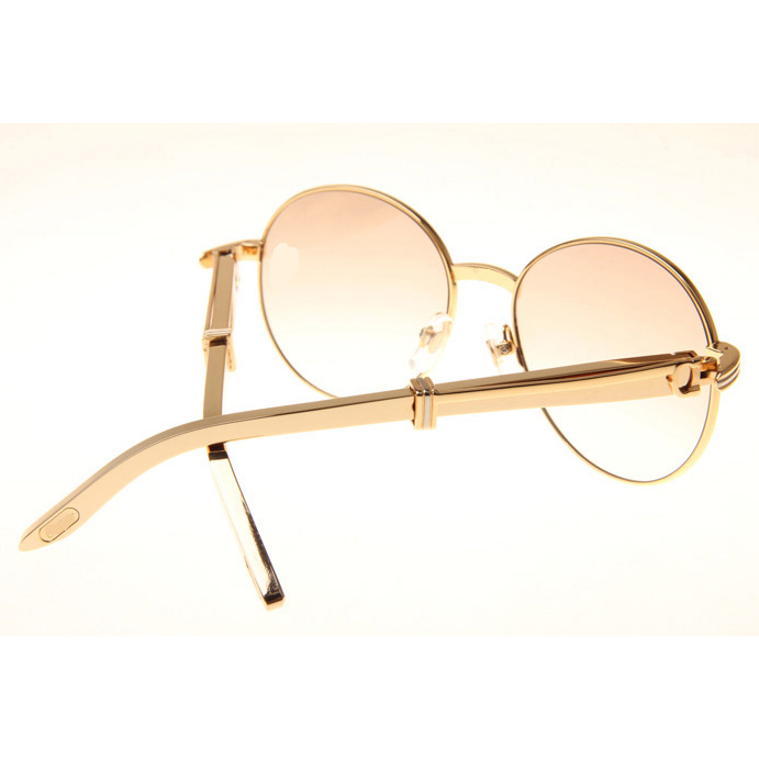 Cartier CT1990-0692 Gold Stainless Steel Sunglasses In Gold Brown - DesignerGu