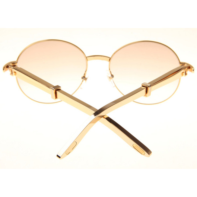 Cartier CT1990-0692 Gold Stainless Steel Sunglasses In Gold Brown - DesignerGu